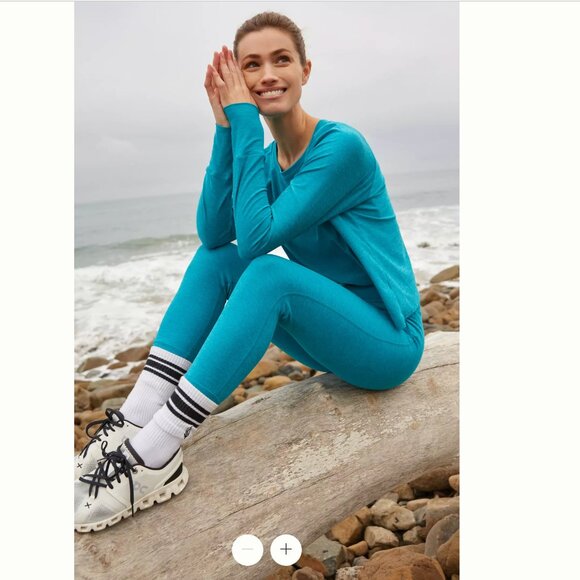 Beyond Yoga Spacedye Commuter Midi Leggings Size Medium Peacock Blue Heather Gym - Picture 3 of 14